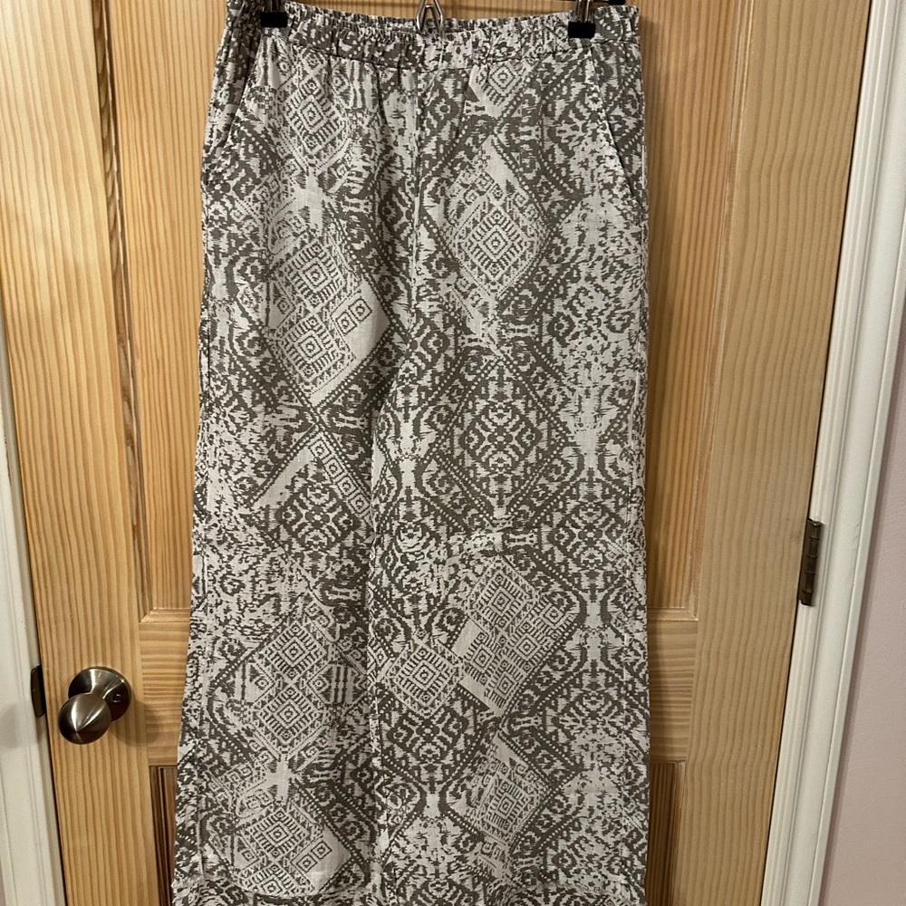 Match Point Gray Patterned Wide Leg Pants